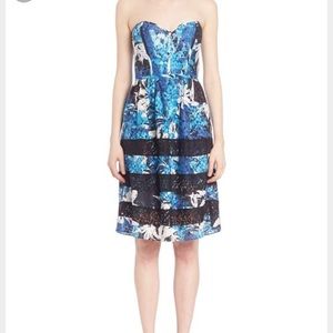 Parker Holly strapless dress blue lace floral